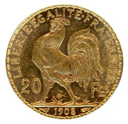 20 Francs Coq, IIIe République, 1908