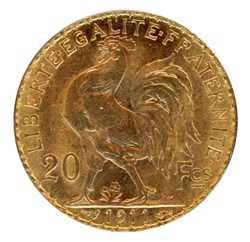 20 Francs Coq, IIIe République, 1911