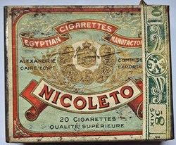Boîte - 20 cigarettes égyptiennes Nicoleto - 1.00 Fr - Sie. XIV c / 8c