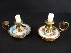 Petits bougeoirs de maison de poupée, en porcelaine