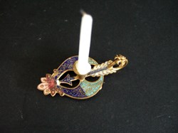 Petit bougeoir de maison de poupée en émaux cloisonnés