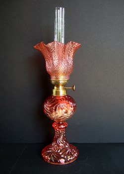 Lampe à pétrole en cristal rouge, de Baccarat