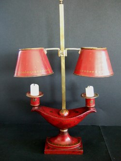 Lampe de bibliothèque en tôle peinte à deux feux