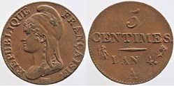 F-113 - Directoire - 5 centimes Dupré - AN 4 Paris
