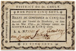 Billet de Confiance - St-CHELY (Lozère) - 5 sous