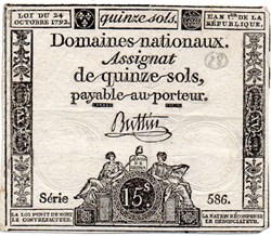 Assignat de 15 sols - 24 octobre 1792