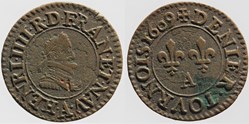 Dy 1274 - Henri IV - Denier tournois - 1609, Paris