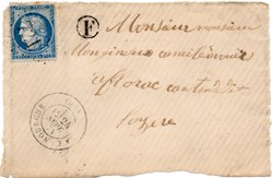 1874 - Cachet type 17 + G.C. 721 + B.R. F