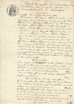 1848 - Extrait des registres des déclaration des mutations par décès