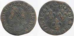 Dy 1377 - Louis XIII - Double tournois - 1643, Tours