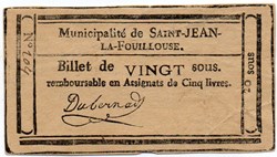 Billet de Confiance - St-JEAN-LA-FOUILLOUSE (Lozère) - 20 sous