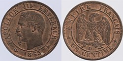 F-102 - Second Empire - 1 centime - 1855 D