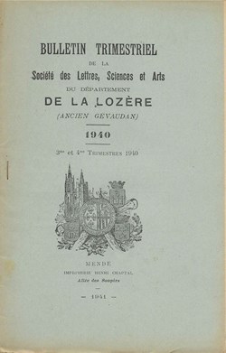 1940 - Bulletin de la Société des Lettres de la Lozère 3ème et 4ème trimestre