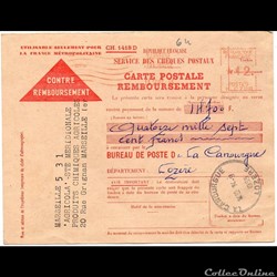 1955 - Cachets type A5 sur cp remboursement