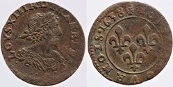 Dy 1372 - Louis XIII - Double tournois - 1638