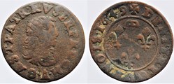 Dombes - Gaston d'Orléans - Denier tournois - 1649
