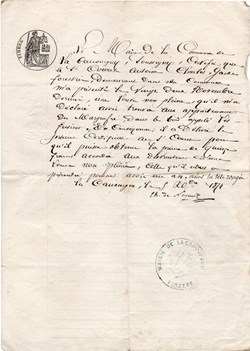 1874 - Certificat abattage d'une louve pour prime