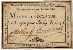 Billet de Confiance - LANGOGNE (Lozère) - 10 sous