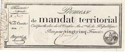 Mandat territorial de 25 francs - 28 ventôse AN IV