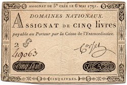 Assignat de 5 livres - 6 mai 1791
