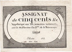 Assignat de 500 livres - 20 pluviôse AN II