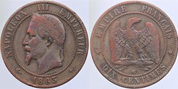 F-134 - Second Empire - 10 centimes - 1863 BB