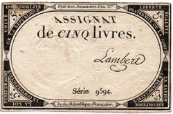 Assignat de 5 livres - 10 brumaire AN II