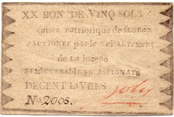 Billet de Confiance - FLORAC (Lozère) - 20 sols