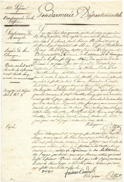 1844 - Procès verbal pour un mandat d'arrêt, la Canourgue