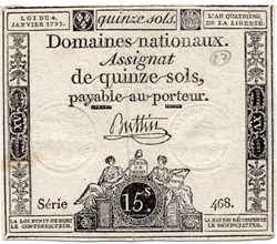 Assignat de 15 sols - 4 janvier 1792
