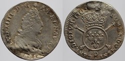 Dy 1536 - Louis XIV - 1/12 d'écu - 1702, Lyon