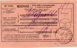 1924 - Cachets type A4 sur récépissé