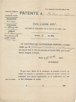 1872 - Patente de docteur en médecine