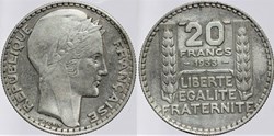 F-400 - Turin - 20 fr. - 1933 rameaux longs