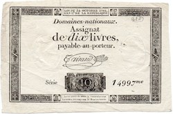 Assignat de 10 livres - 24 octobre 1792