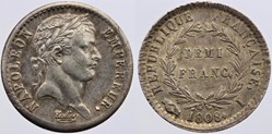 F-177 - Premier Empire - Demi franc, 1808 Limoges
