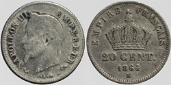 F-149 - Second Empire - 20 centimes - 1864 K