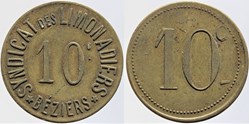34 - Beziers - Syndicat des limonadiers - 10 centimes