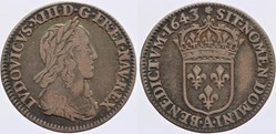 Dy 1352 - Louis XIII - 1/12 d'écu - 1643, Paris