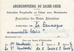 Carte de l'Archiconfrérie du Sacré Cœur