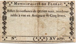Billet de Confiance - FLORAC (Lozère) - 15 sous