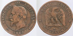 F-134 - Second Empire - 10 centimes - 1862 BB