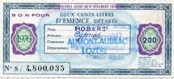 BON pour 200 litres d'essence détaxée