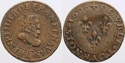 Dy 1273 - Henri IV - Double tournois - 1608, Lyon
