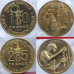 F.A.O., 10 francs 1981 et 25 francs 1980 , ESSAI