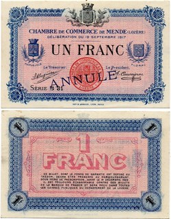 1 franc C.C.M. - Série B31 annulé