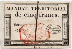 Mandat de 5 francs - 21 fructidor AN VI