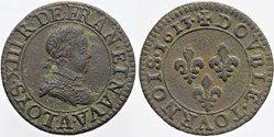Dy 1360 - Louis XIII - Double tournois - 1613, Paris