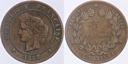 F-118 - Troisième République - Cérès - 5 c. - 1887 A