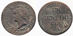 F-100 - Directoire - 1 centime - L'AN 6 A